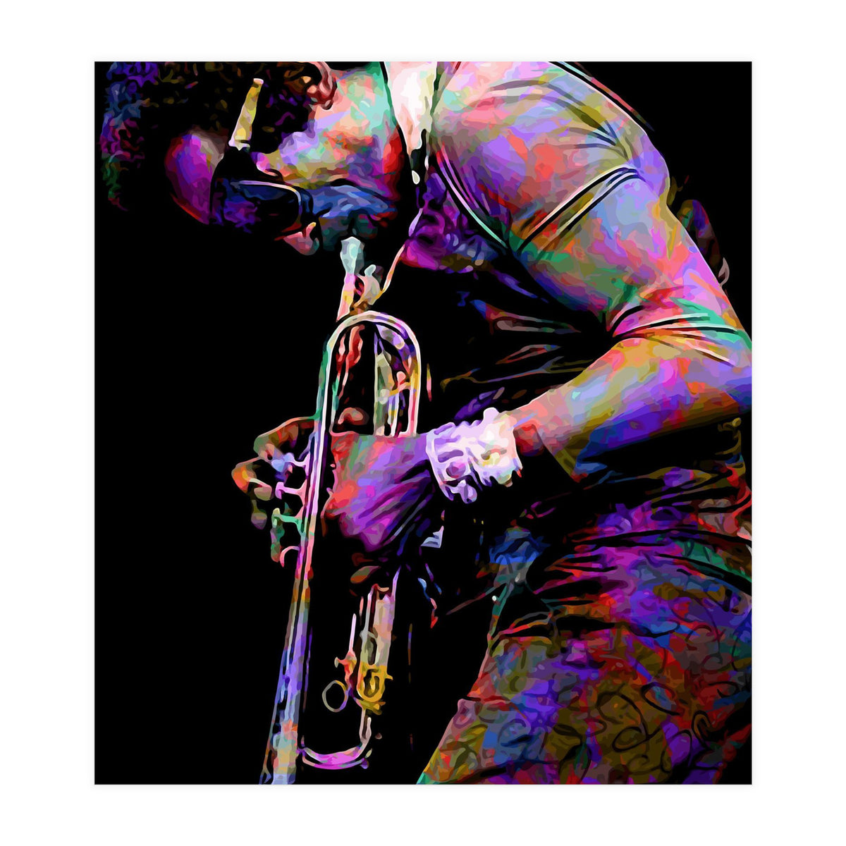 Miles Davis American Jazz Trumpeter Legend Colorful Art (Print Only)