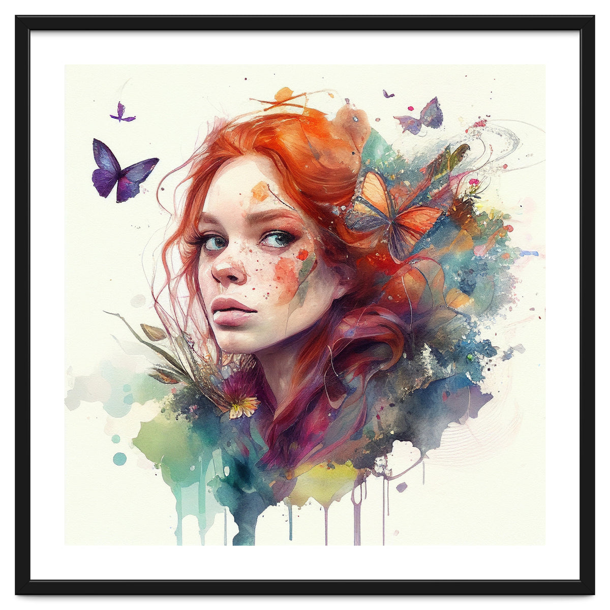 Red Hair Butterfly Glance