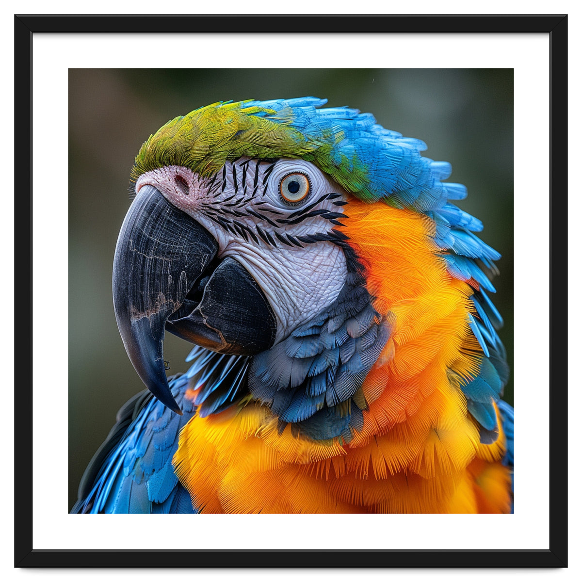 Close Up Portrait Of A Blue And Gold Macaw Parrot