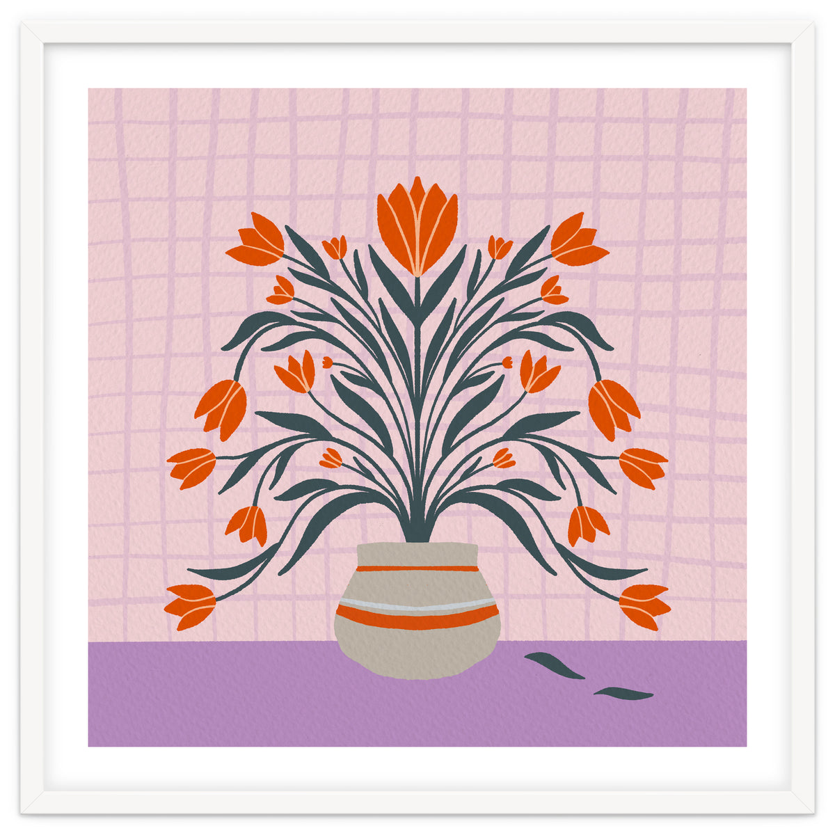 Tulips in a vase - orange and violet