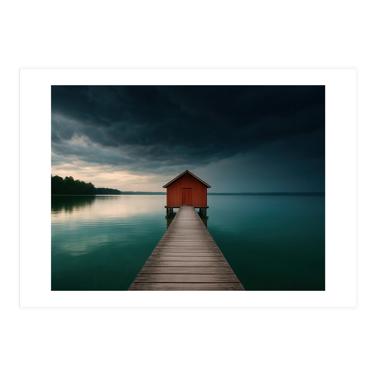 Moody Boathouse Photography Lake House (Print Only)