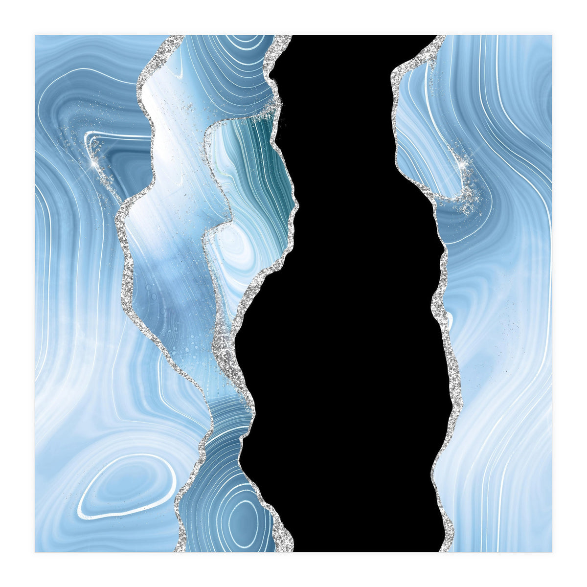 Blue & Silver Agate Glitter Texture 01 (Print Only)