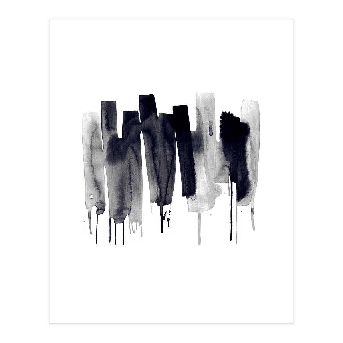 Abstract Watercolor Stripes Minimal Black (Print Only)