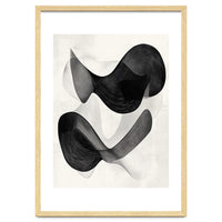 Abstract Black And White Flowing Organic Shapes With Texture