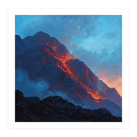 Dramatic Mountain Summit with Fiery Sunset Alpenglow (Print Only)