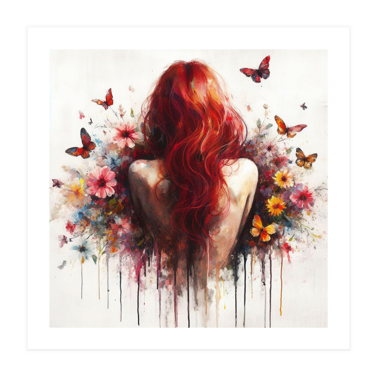 Crimson Butterfly Back Bloom (Print Only)