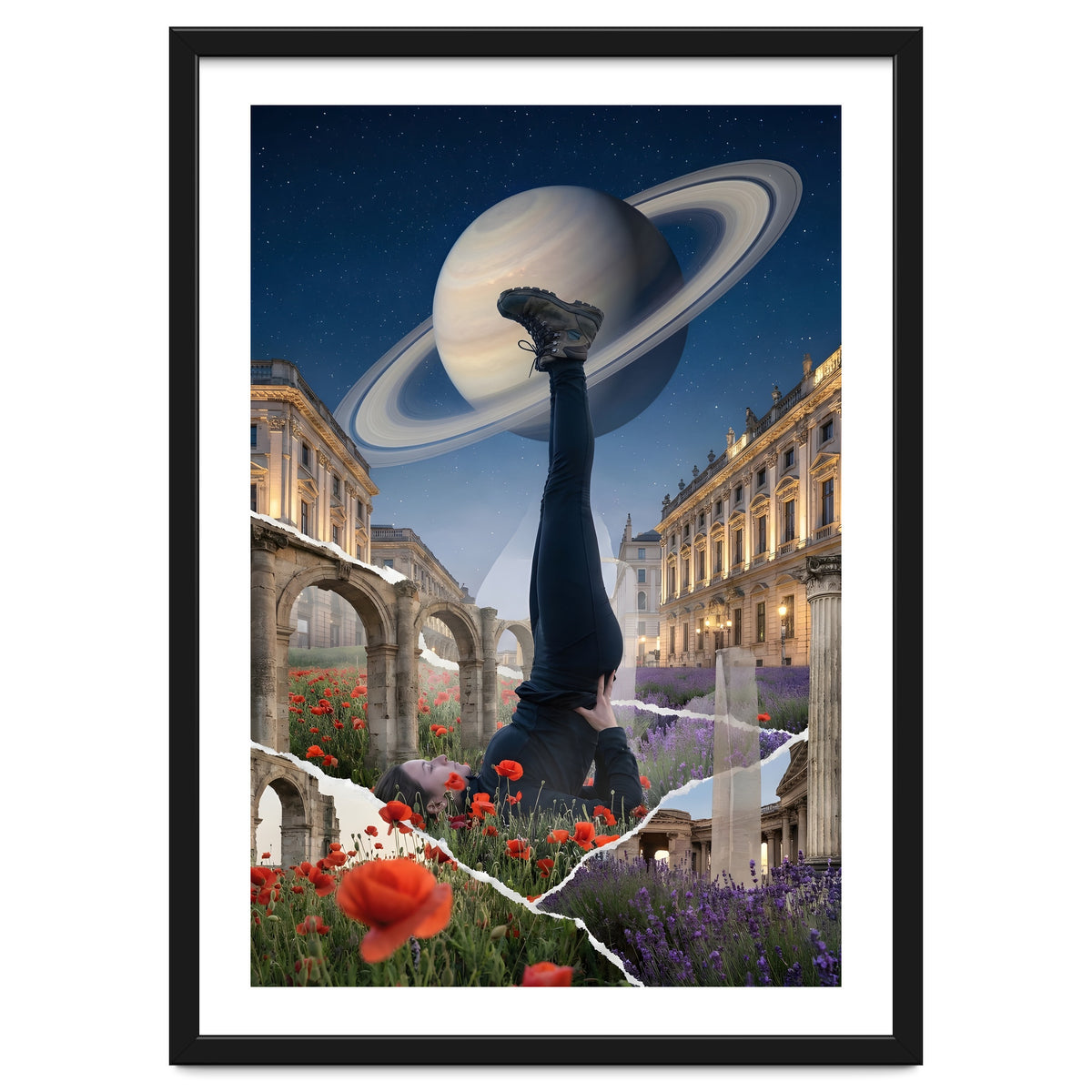 Cosmic Balance: Surreal Yoga in Ancient Dreamscapes