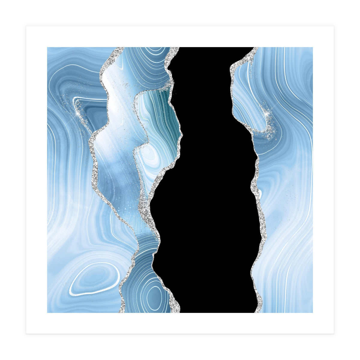 Blue & Silver Agate Glitter Texture 01 (Print Only)