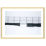The entrance gate of the snow-covered baseball field thumbnail