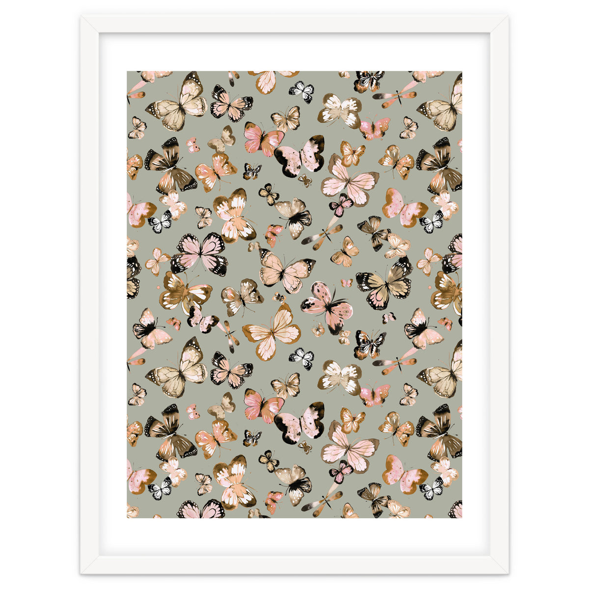 Flying Butterflies Gold Beige