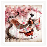Geisha Under Cherry Blossoms In Motion thumbnail