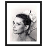 Audrey Hepburn with Veil, Classic Hollywood Glamour Photography, Black and White Icon Portrait thumbnail