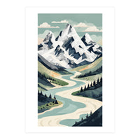 Majestic Alpine Peaks: Organic Modern Landscape Art (Print Only)