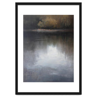 Atmospheric Golden Autumn Forest Reflection Oil Painting