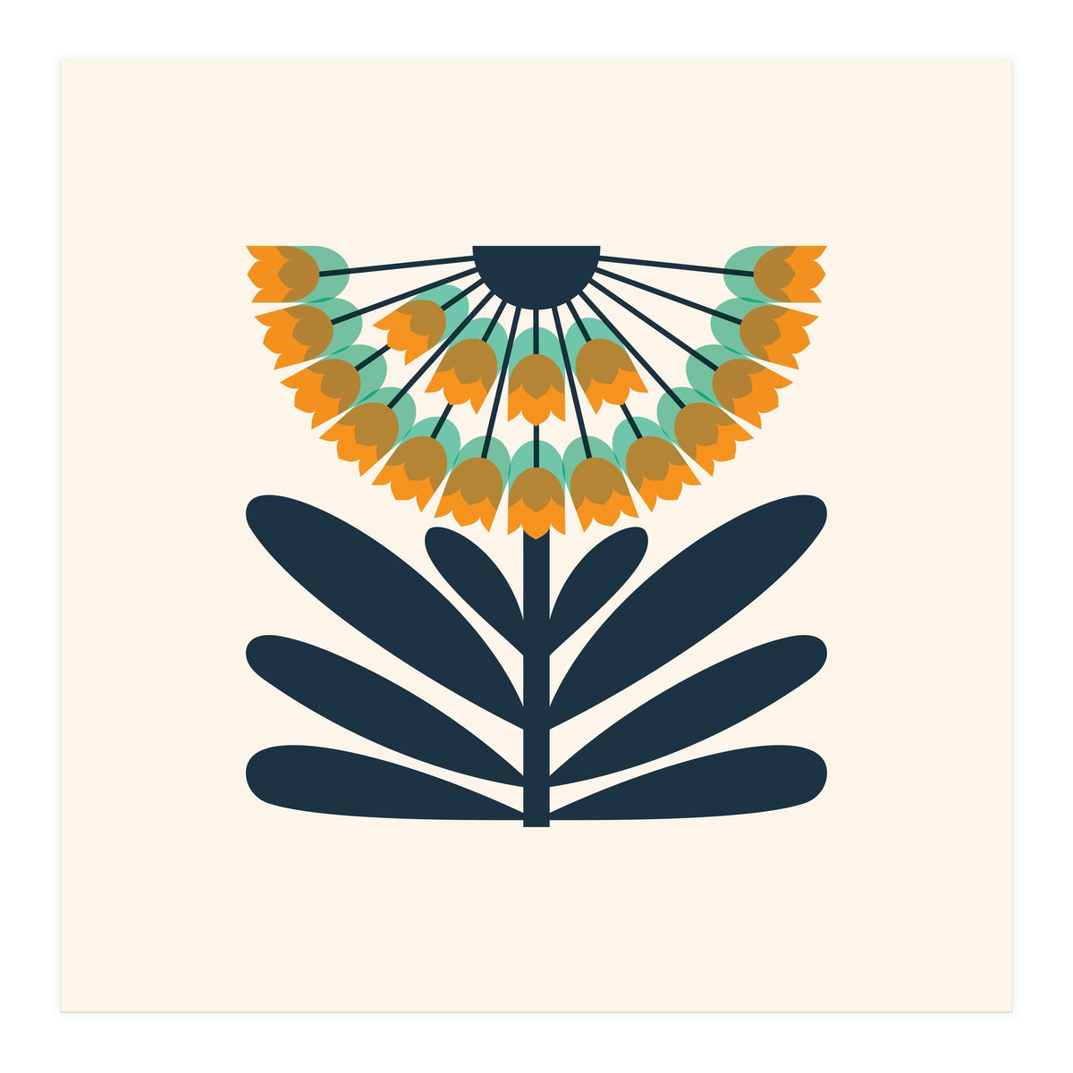 Orange Retro Allium  (Print Only)