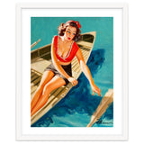 Pinup Sexy Girl In A Boat And A Lost Paddle thumbnail