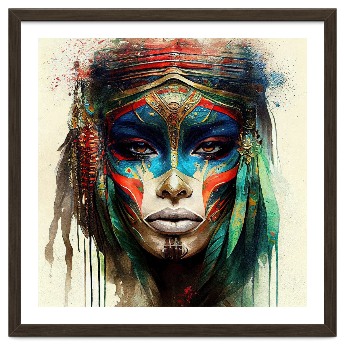Turquoise Warrior Woman Portrait