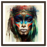 Turquoise Warrior Woman Portrait