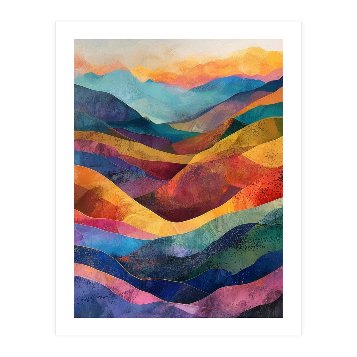 Jewel-Toned Abstract Mountain Landscape Wall Art (Print Only)