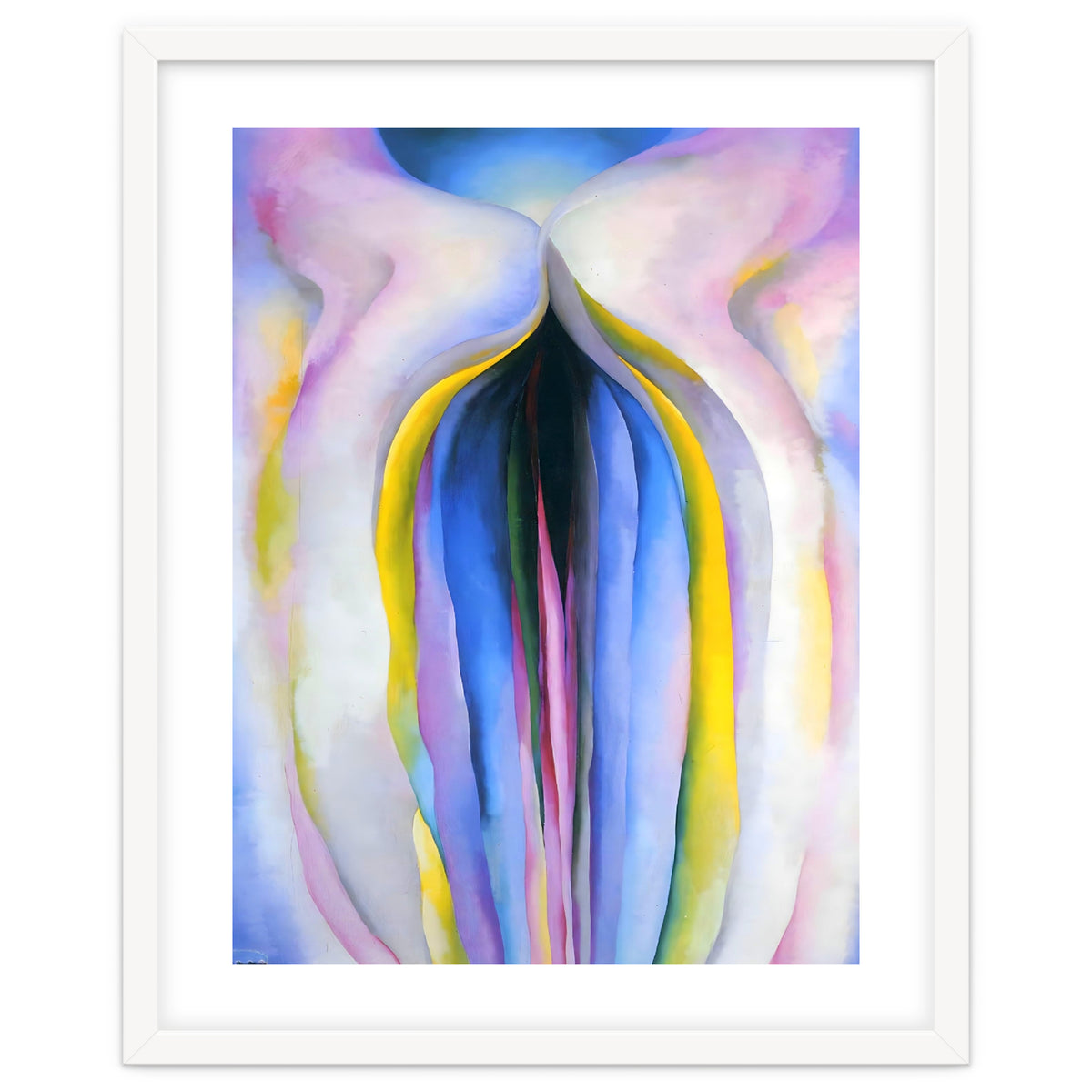 Georgia O’Keeffe – Grey Line with Black, Blue and Yellow (1923) | Elegant Abstract Modernist Composition with Bold Color Contrast