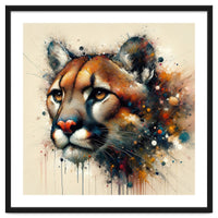 Watercolor Cougar Portrait