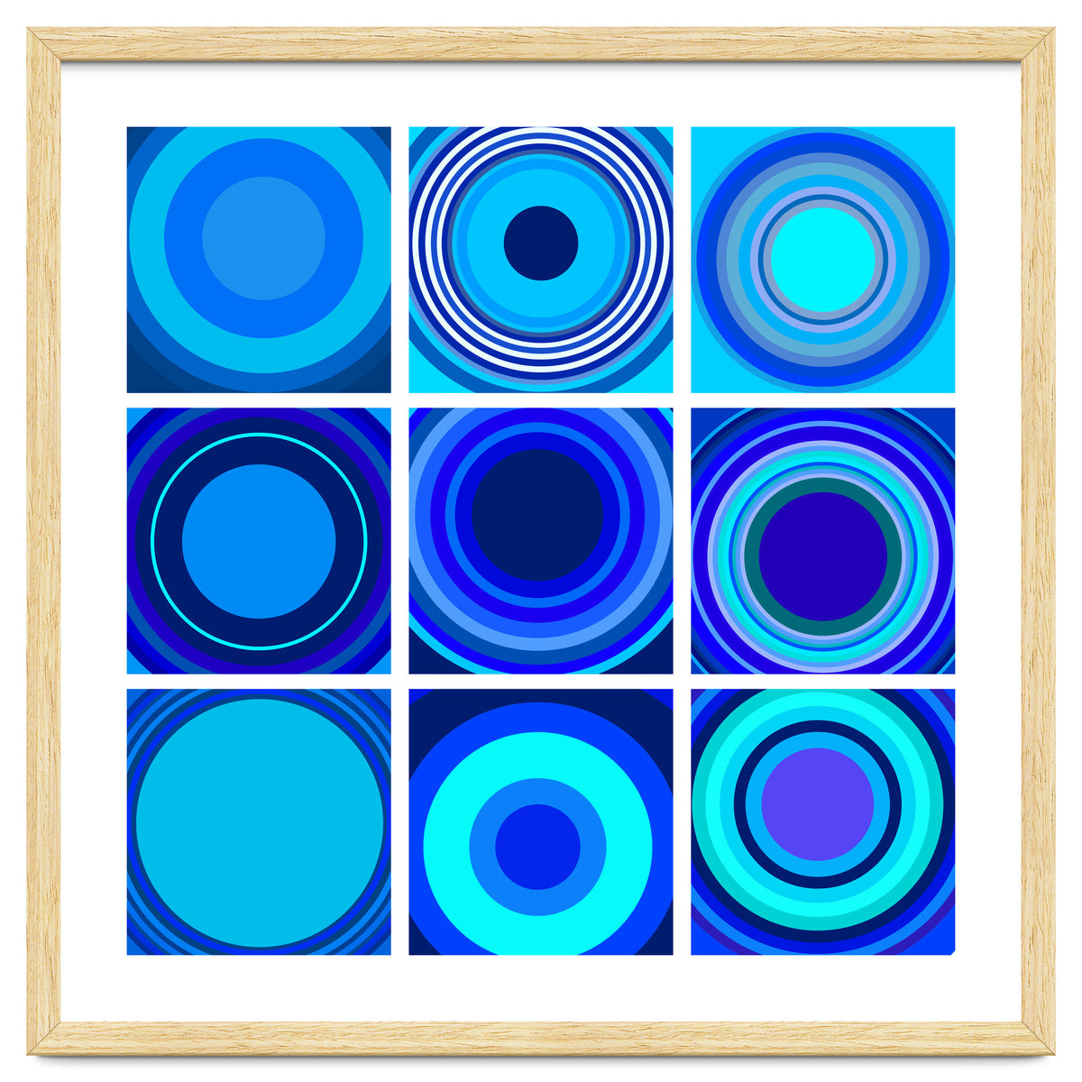 Circles & Rectangles Alt Blue 3 X 3: 3