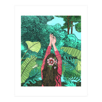 Comic Book Jungle | Tropical Banana Leaves Travel | Line Art Forest Botanical Illustration (Print Only)