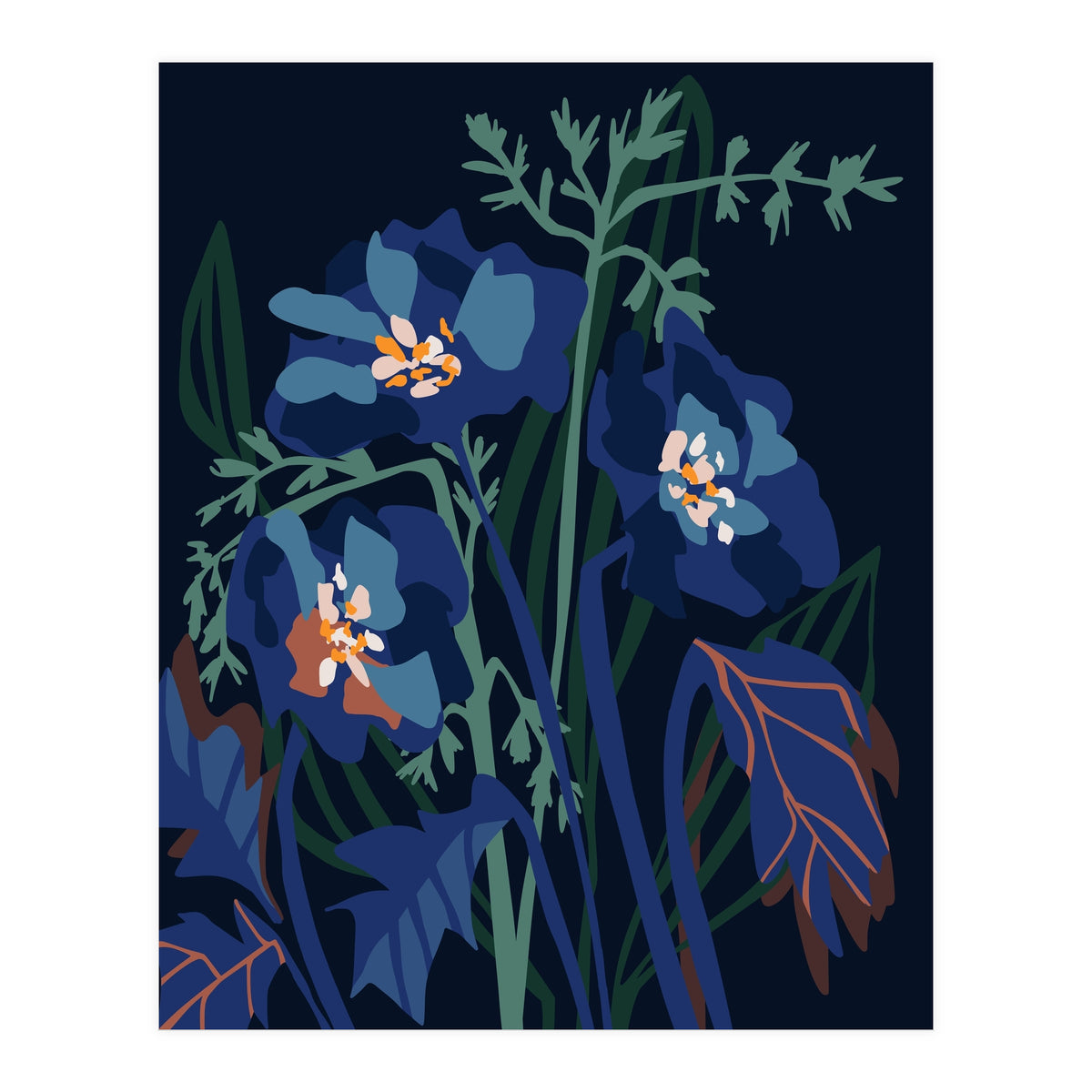 Wild Flowers Dark Midnight (Print Only)