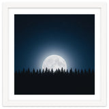 Midnight Serenity: Full Moon Over Forest Silhouettes thumbnail