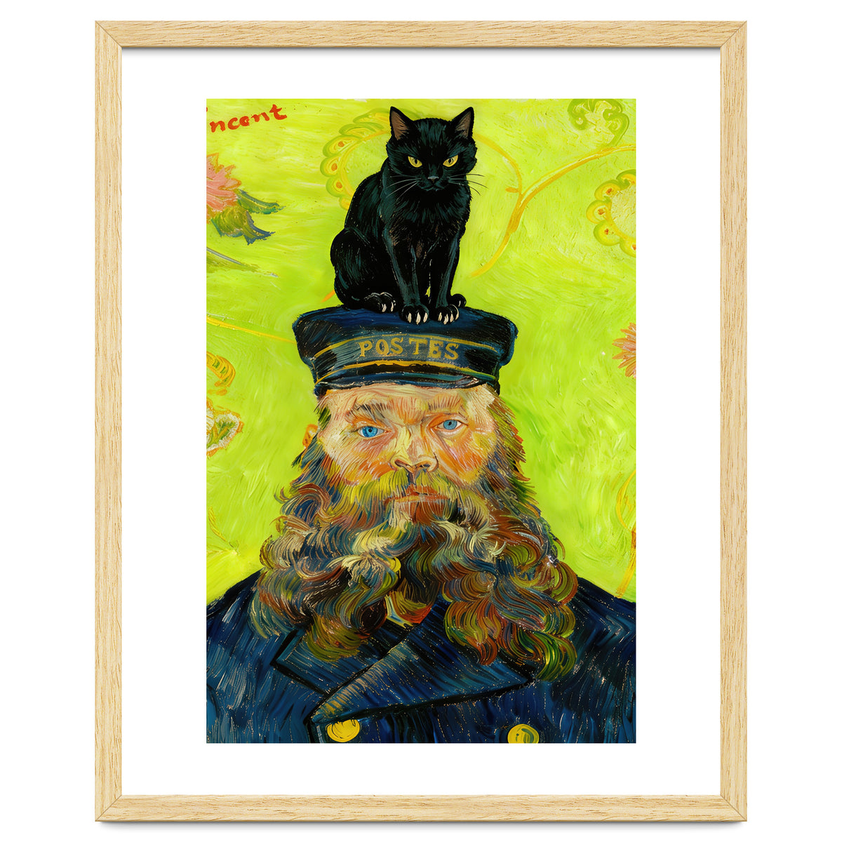 Black Cat on the Postman’s Hat, Van Gogh Inspired Painting