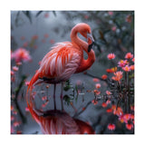 Elegant Flamingo Standing In Water Reflection (Print Only) thumbnail