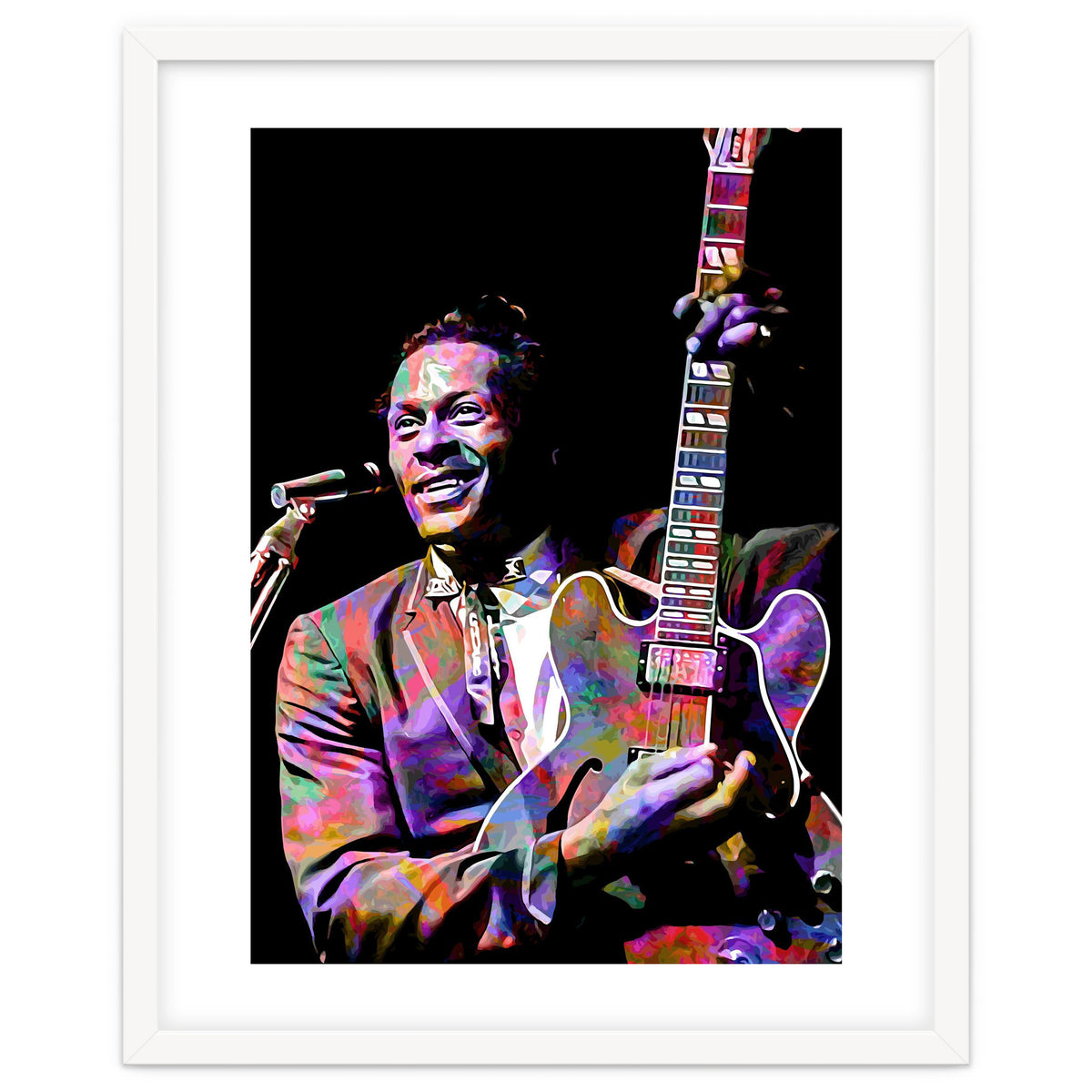 Chuck Berry Rock and Roll Guitarist Colorful