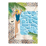 Click, Summer Travel Poolside Swim, Moroccan Tiles Staycation Vacation Holiday, Bohemian Woman Swimsuit Fashion Pose (Print Only) thumbnail