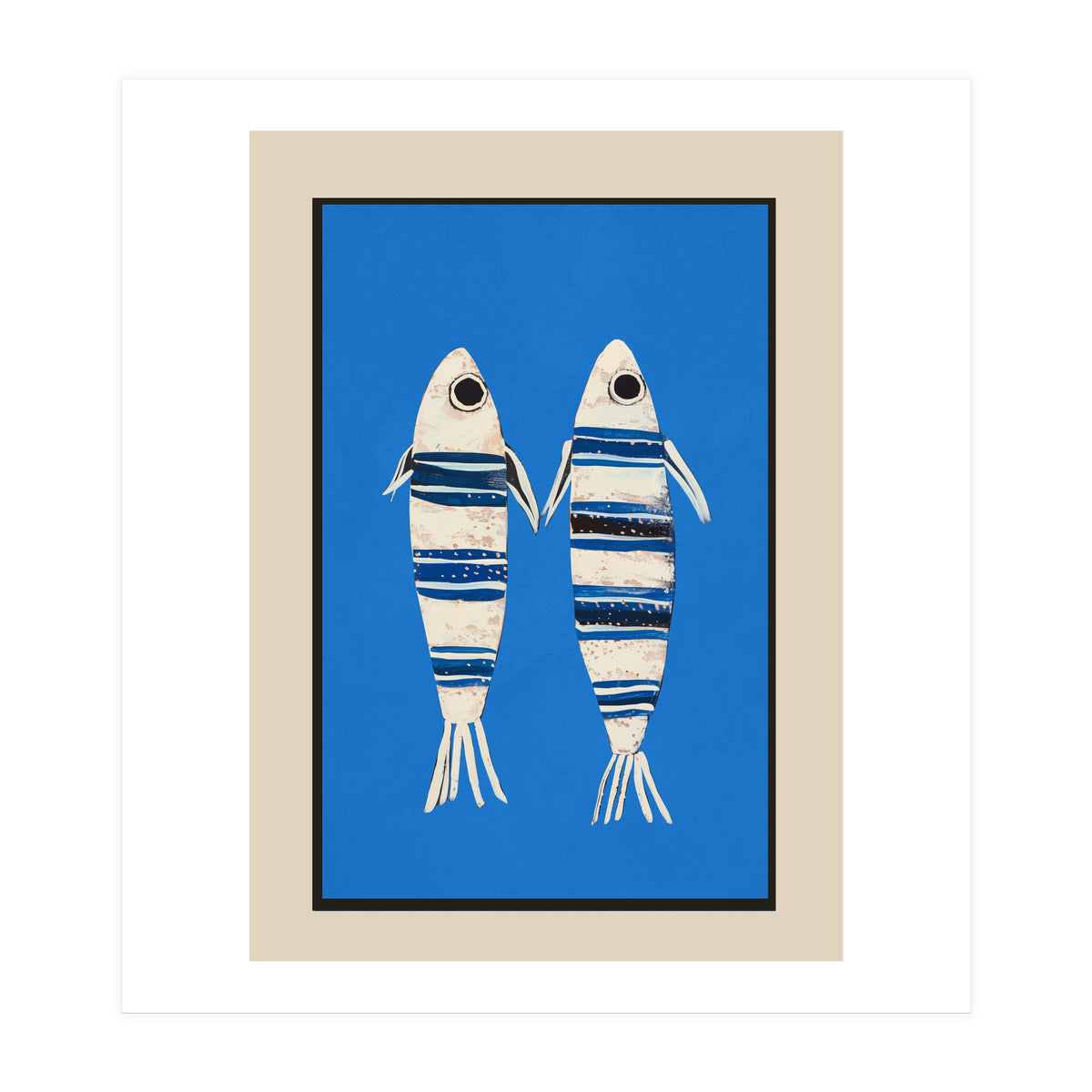 Minimal Fish On Blue (Print Only)