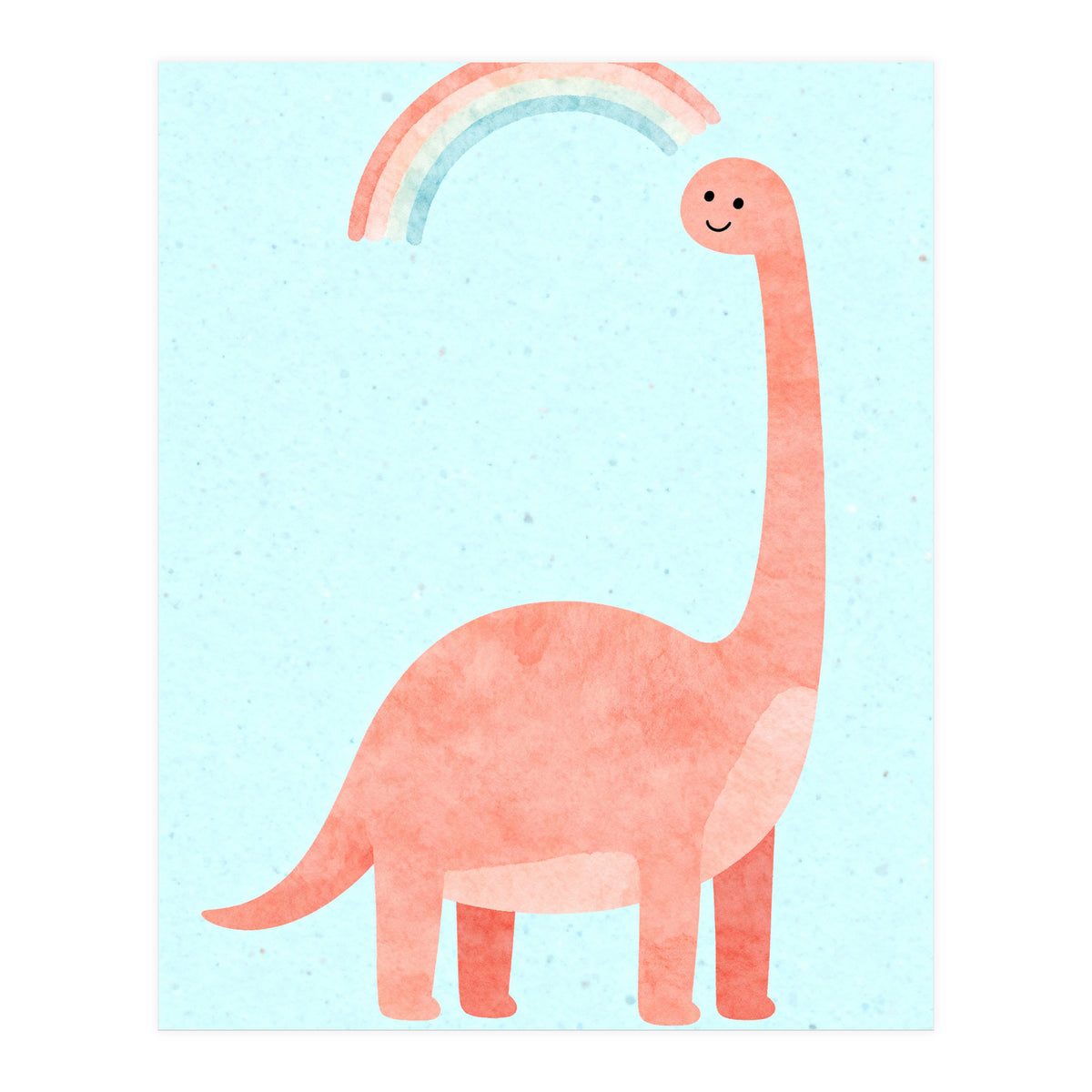 Rainbow Dinosaur Nursery Art, Cute diplodocus Watercolor, Pink Dino Illustration (Print Only)