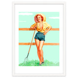 Pinup Country girl Posing With Pitchfork thumbnail