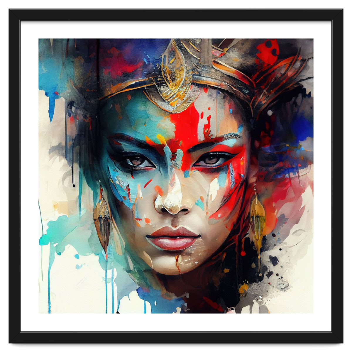 Crowned Mask Asian Warrior Portrait