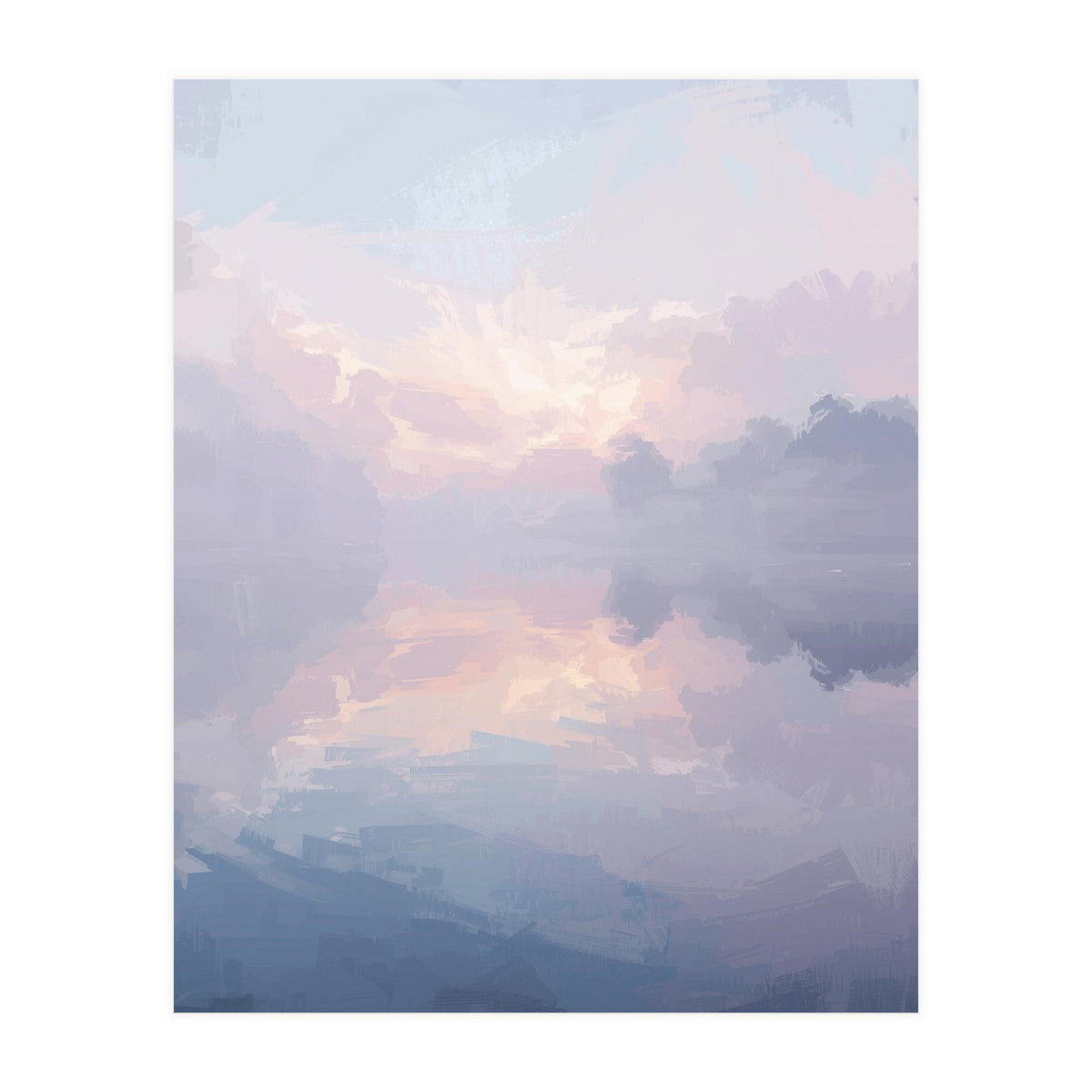 Ethereal Misty Lakeside at Dawn (Print Only)