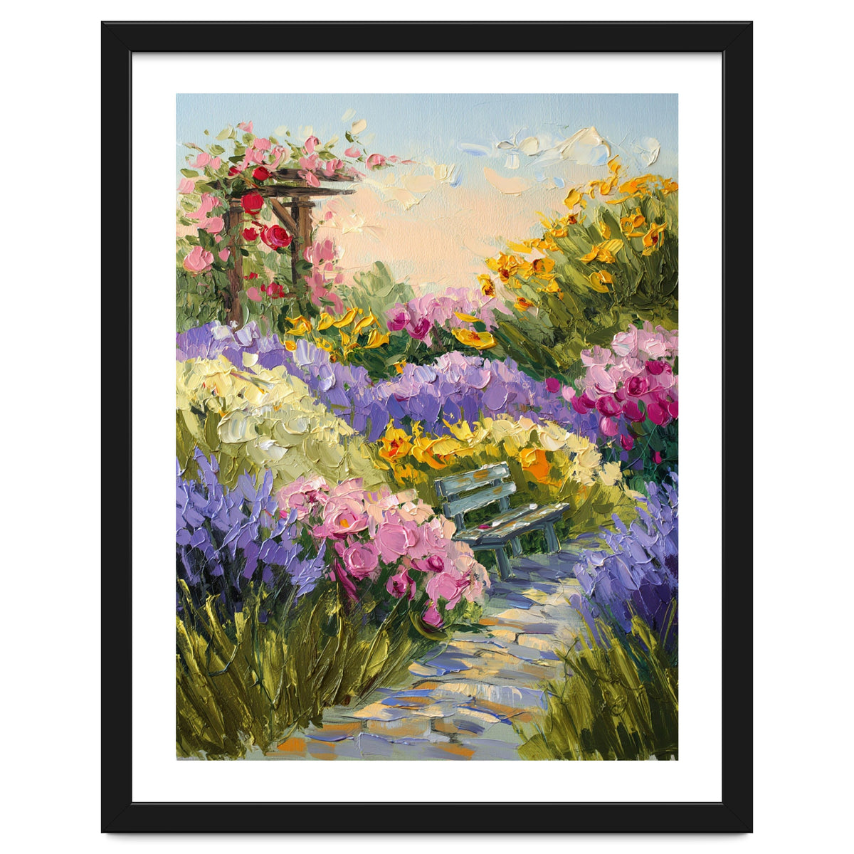 Serene Summer Garden Path Oil Painting