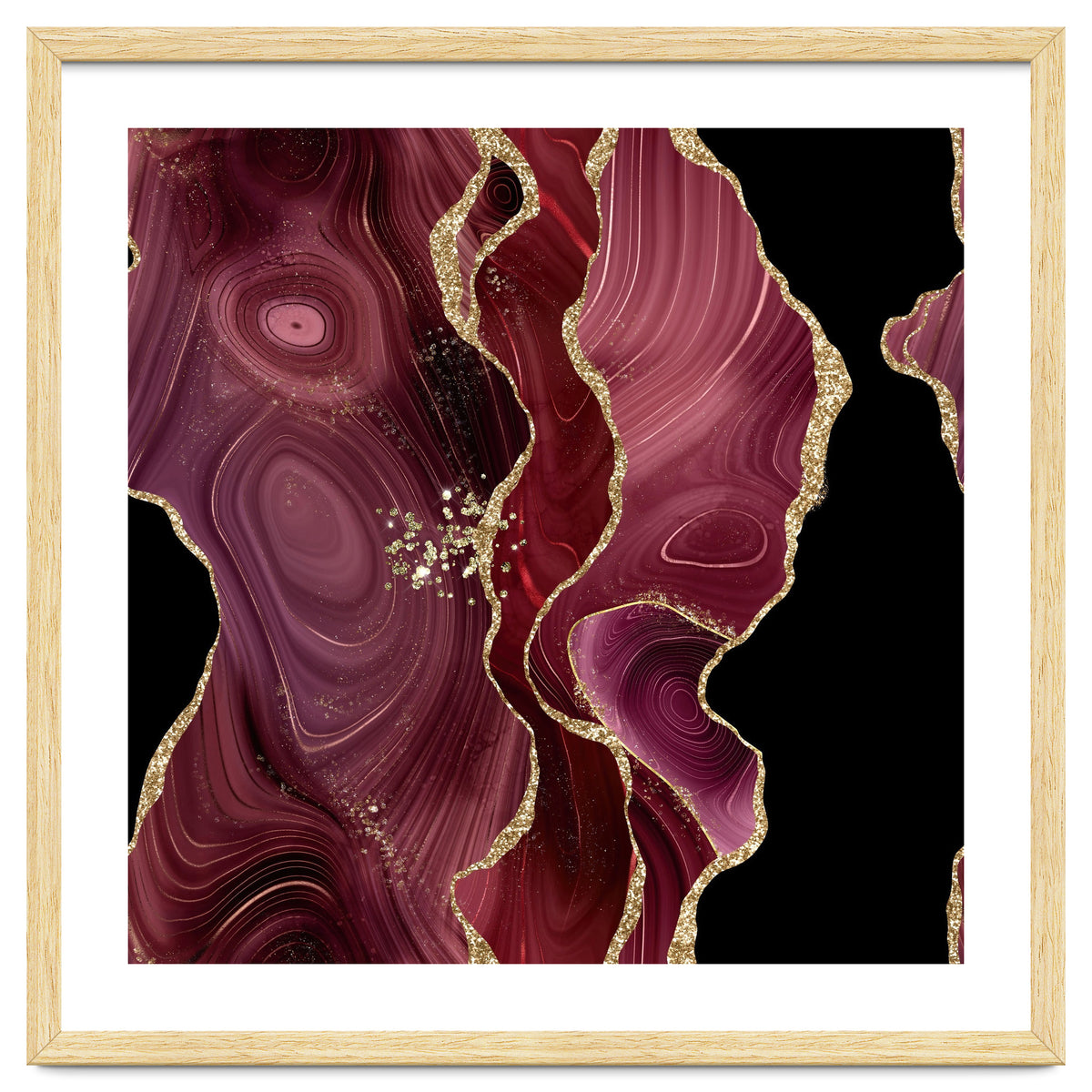 Burgundy & Gold Glitter Agate Texture 01
