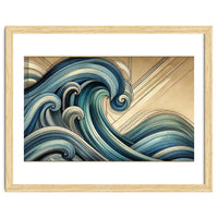 Art Deco Blue Ocean Waves
