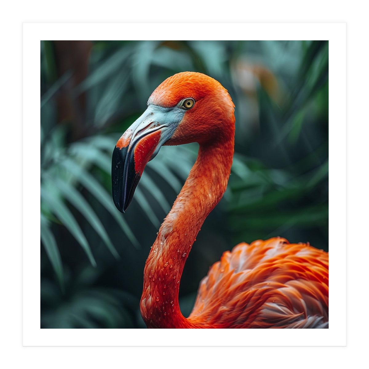 Close Up Of A Vibrant Orange Flamingo Bird (Print Only)