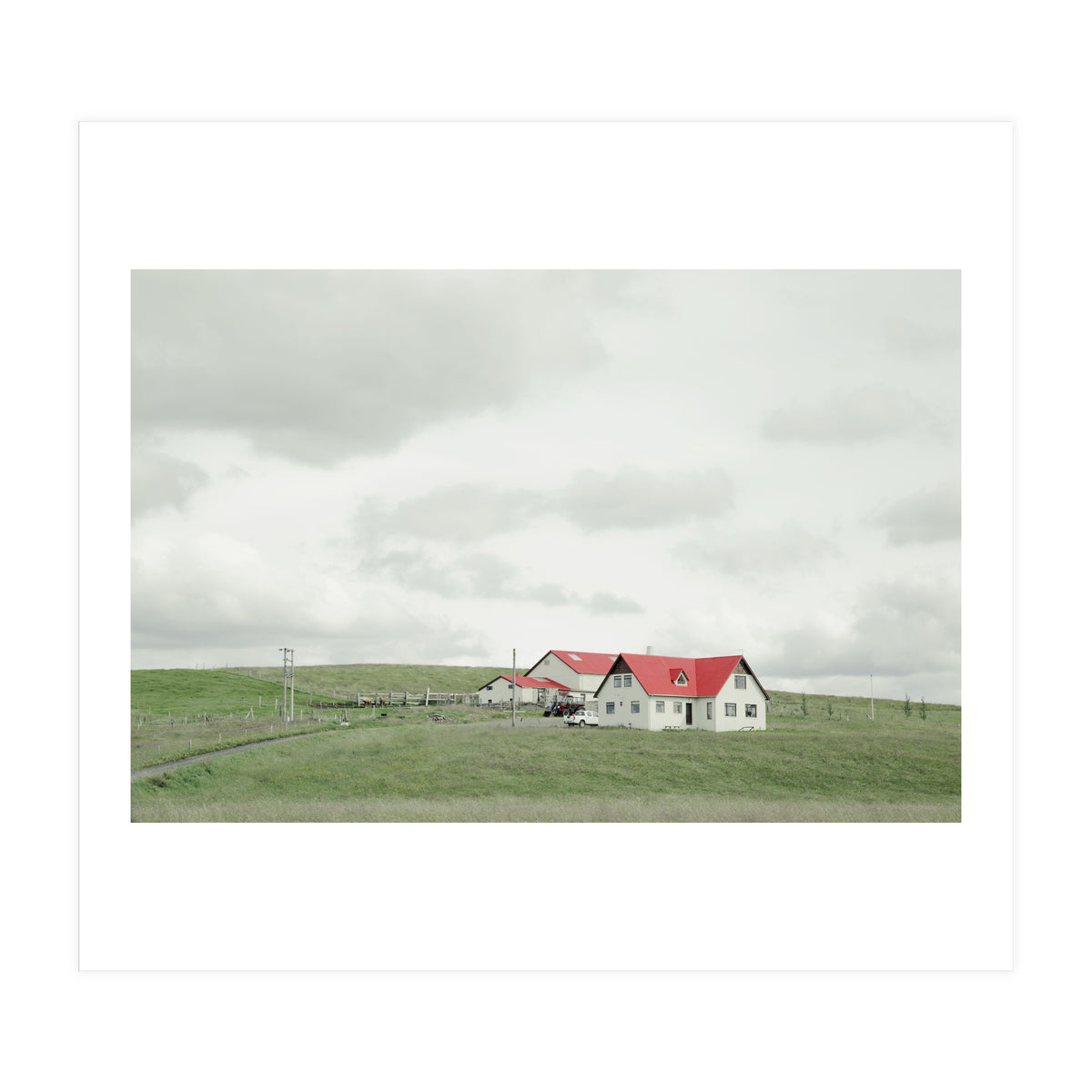 Red roof house on the green hill - Iceland (Print Only)