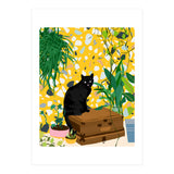 Urban Jungle Cat, Black Cats Pets Terrazzo Decor, Whimsical Bohemian Animals Illustration, Eclectic Quirky Travel (Print Only) thumbnail