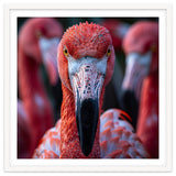 Close Up Of A Flamingo Bird Face, Pink Feathers thumbnail