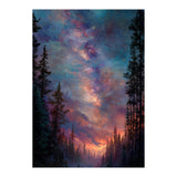 Magical Milky Way Night Sky over Pine Forest Silhouette Art (Print Only) thumbnail