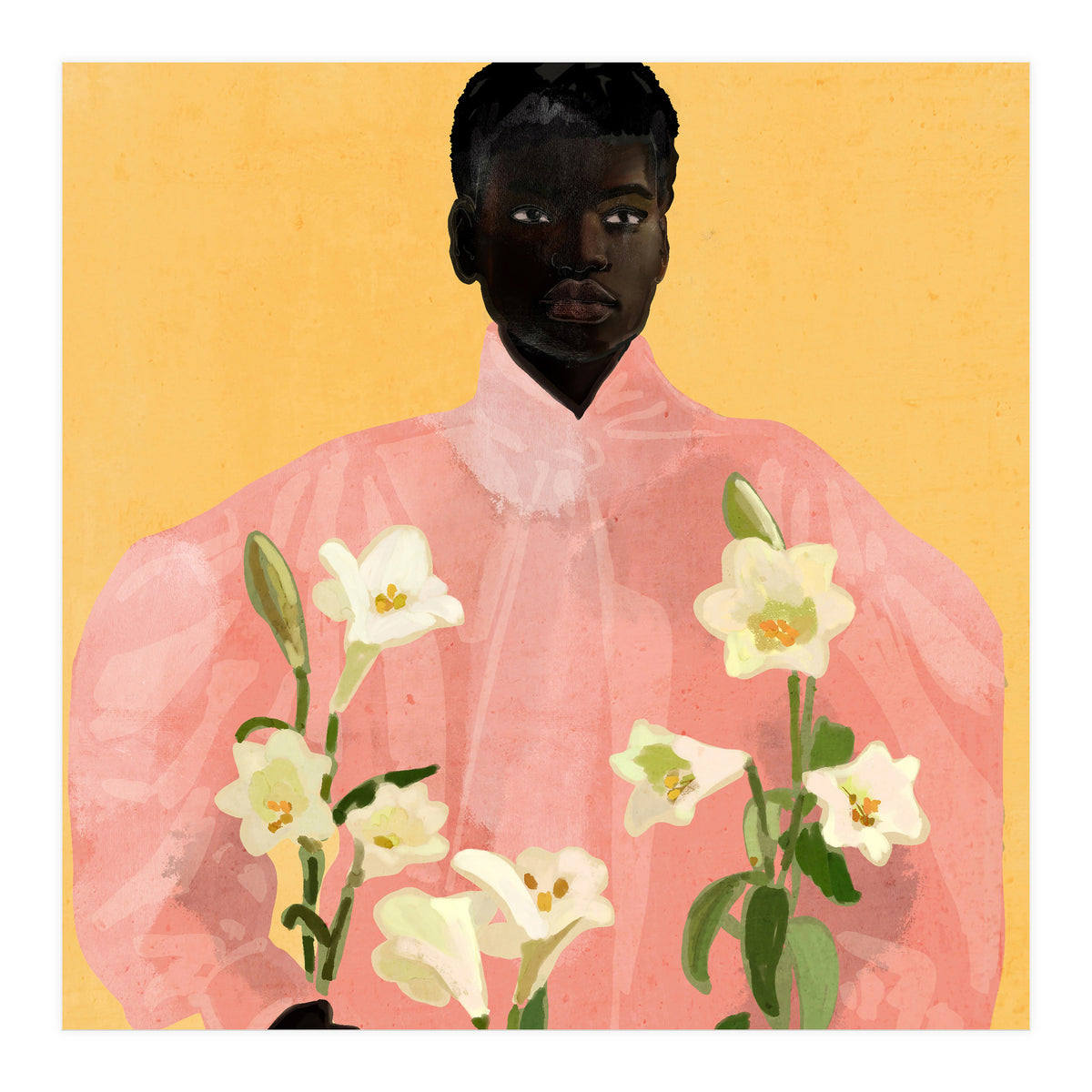 Girl Holding Flowers 2 (Print Only)