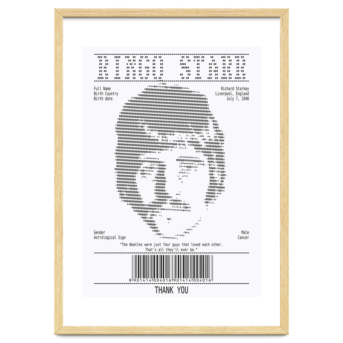Receipt Art Ringo Starr Quotes