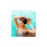 Simulacrum | Modern Bohemian Woman Swim | Summer Swimming Pool Fashion Watercolor Painting (Print Only) thumbnail