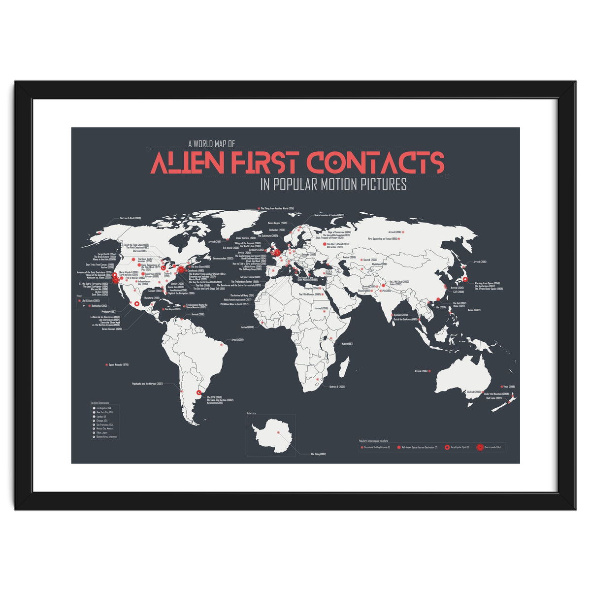World Map of Alien First Contacts in Movies